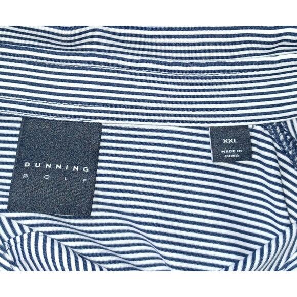 Pohl Cat Dunning Golf Polo Mens XXL Blue and White Stripe Comfort Stretch Fabric - Picture 8 of 9